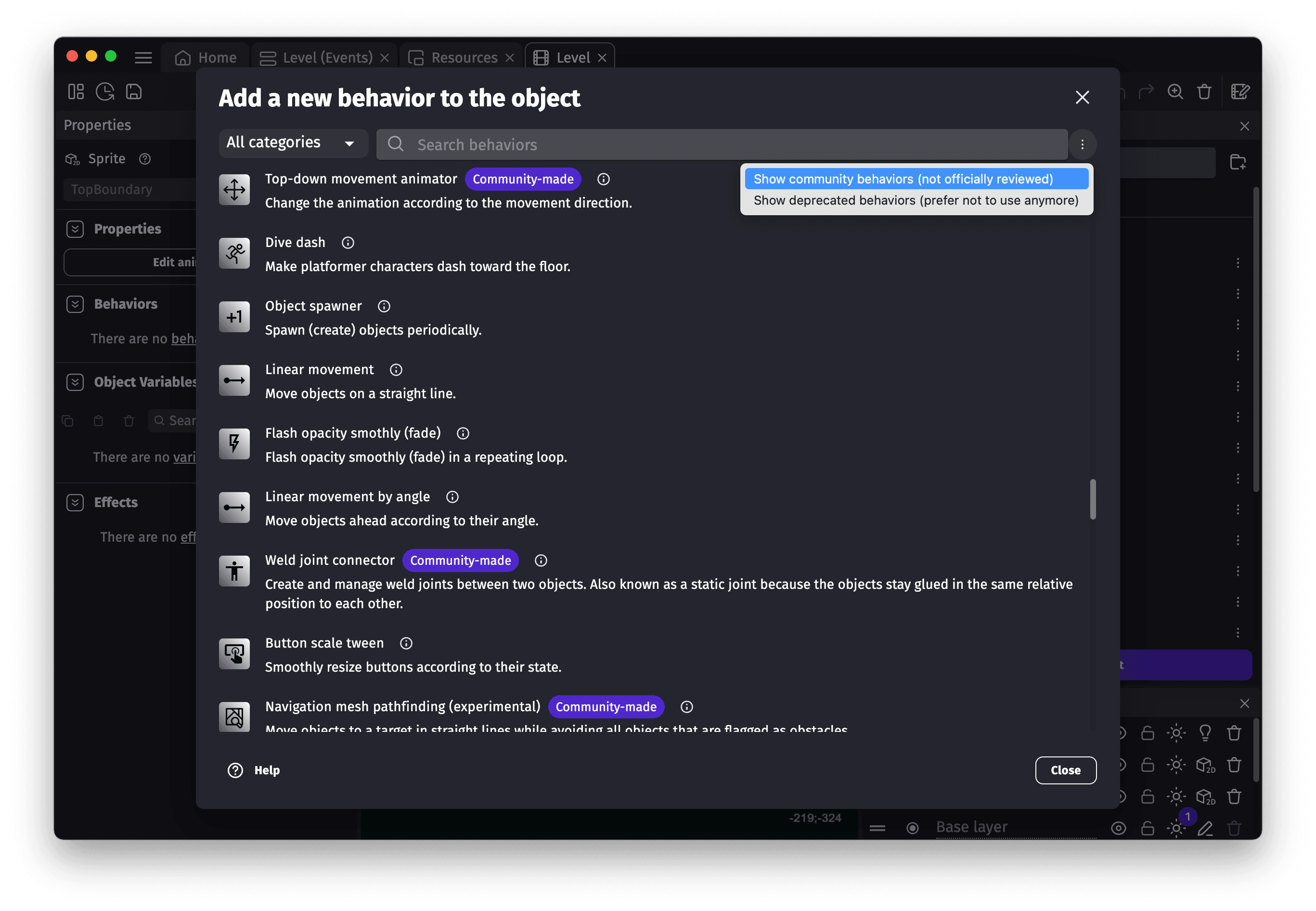 Enable community behaviors