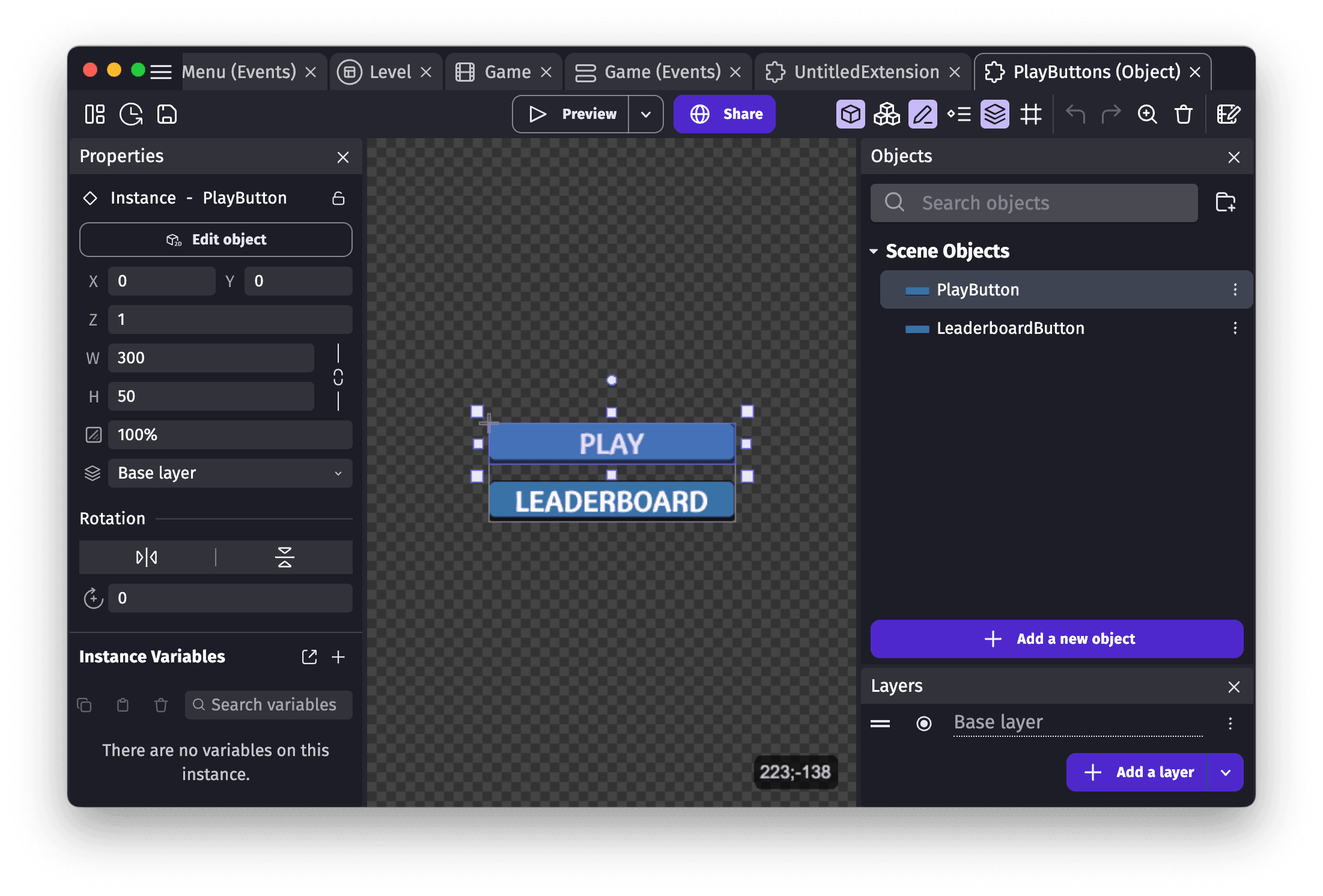 A custom object that was just created